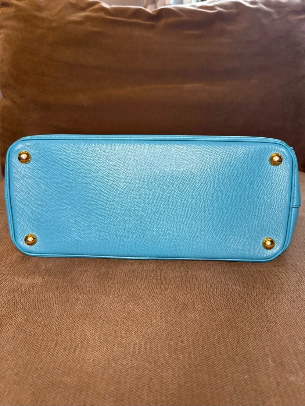 Prada Teal Blue Saffiano Leather Satchel with Gold Hardware - Picture 4 of 16